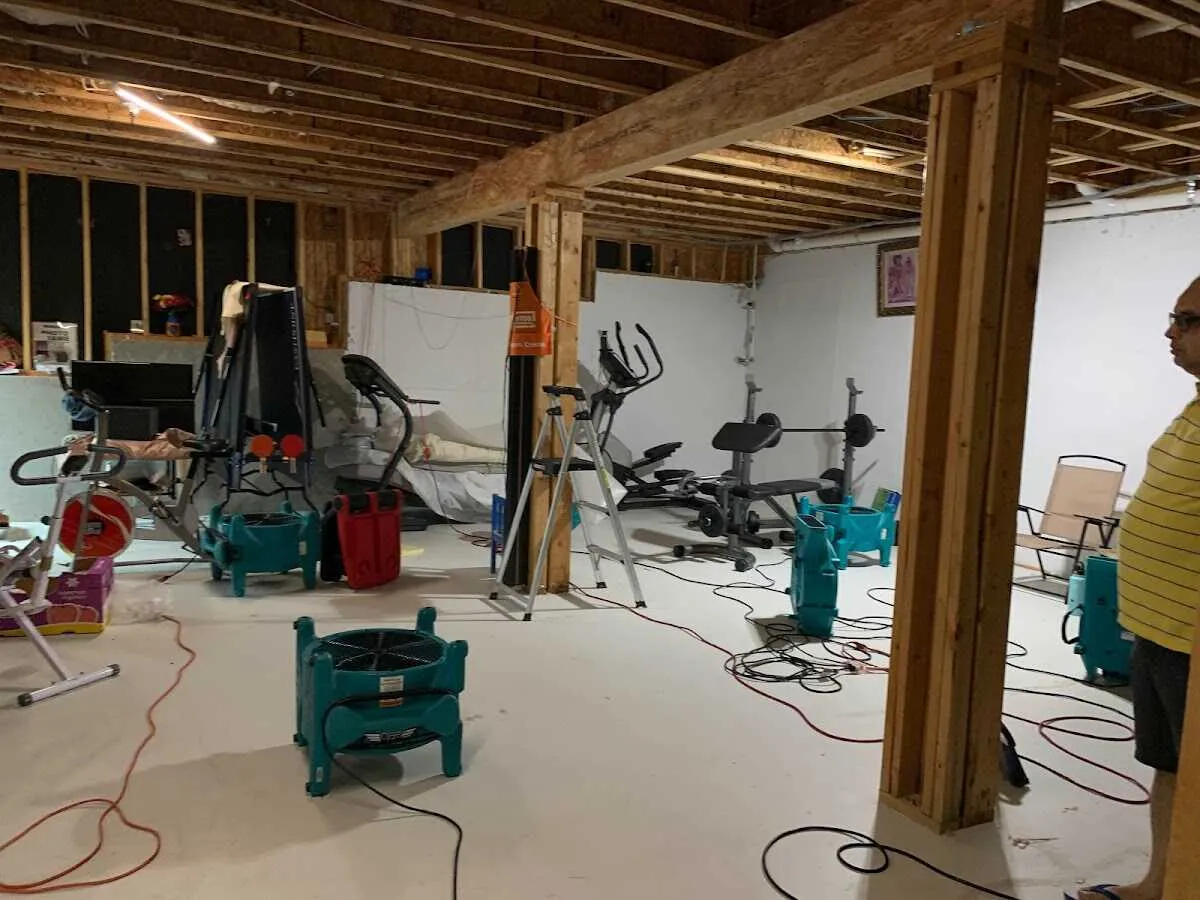 Basement drying equipment setup for Contents Cleaning & Restoration in Island Lake